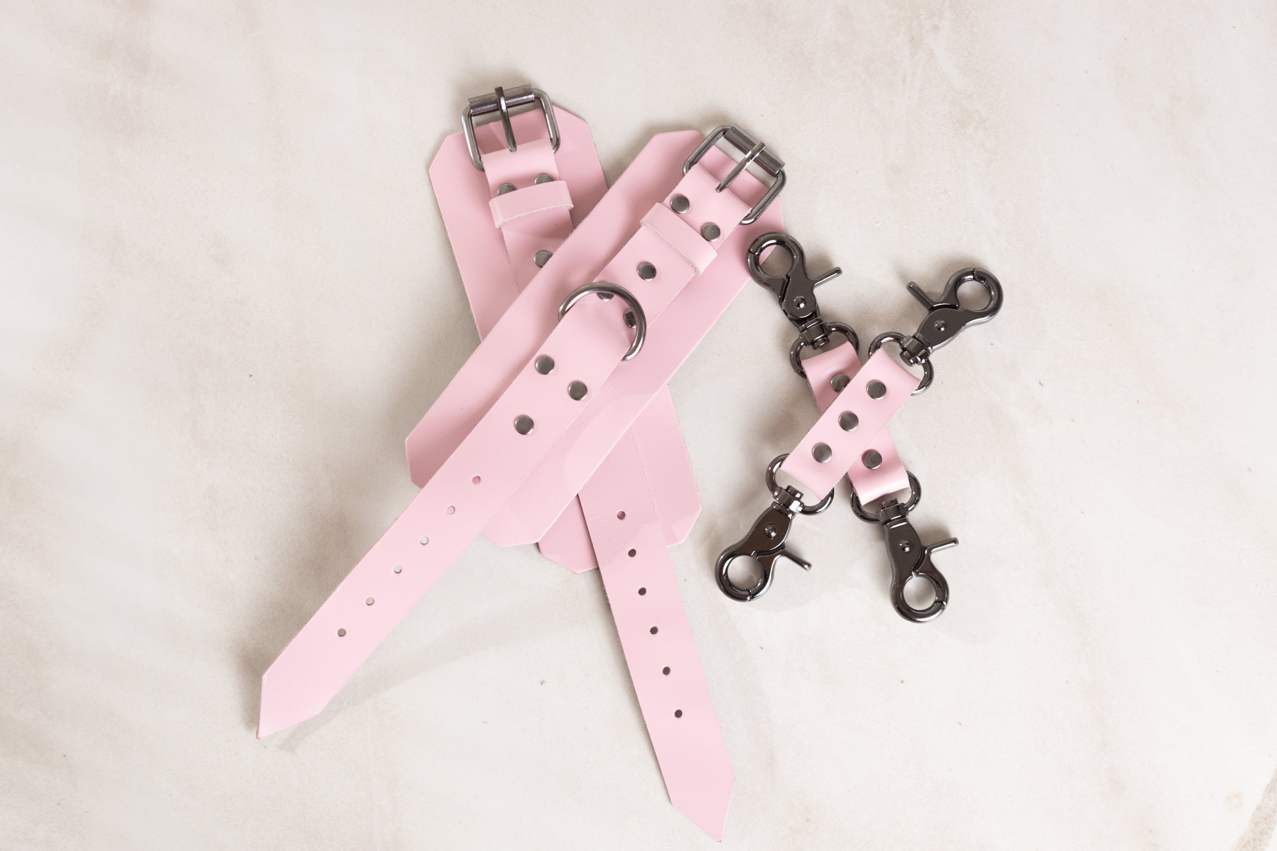 Leather Hand & Ankle Cuffs pink